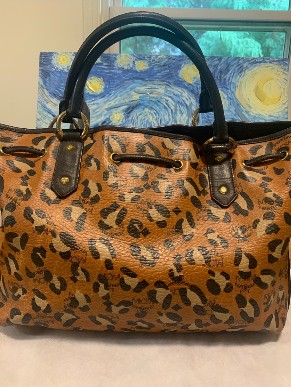 MCM Brown Cognac Leopard  Tote limited Edition EUC - Picture 2 of 16